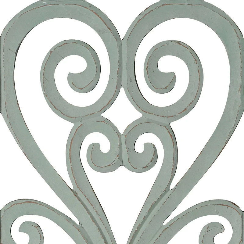 American Art Décor™ 36" Distressed Hand-Carved Seafoam Green Wood Wall Medallion Panel