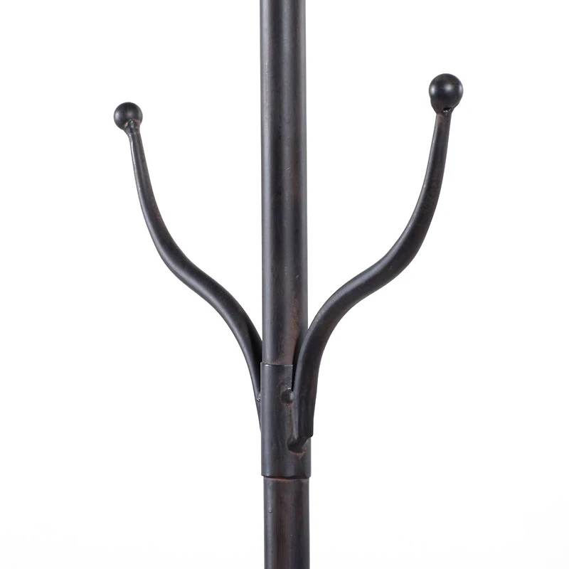 72" Black Metal & Wood Industrial Coat Rack