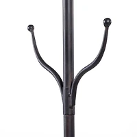 72" Black Metal & Wood Industrial Coat Rack
