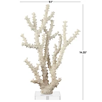 14" Cream Polystone Coral Sculpture with Clear Acrylic Base