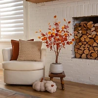 3ft. Pre-Lit Autumn Eucalyptus Artificial Fall Tree with 80 Warm White LED Lights