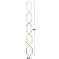 Gold Metal Slim Stacked Chain 5 Layer Wall Mirror with Trellis Pattern 7" x 1" x 59"