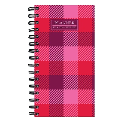 TF Publishing 2025 Pink Plaid Small Weekly Monthly Spiral Planner