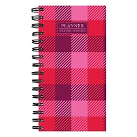TF Publishing 2025 Pink Plaid Small Weekly Monthly Spiral Planner