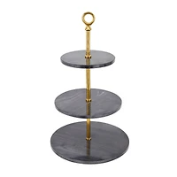 Gray Marble Natural Tiered Server, 27" x 14" x 14"