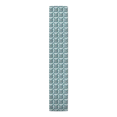 Teal Medallions Outdoor Table Runner