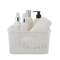 Simplify Small White Herringbone Storage Bin