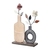 Floral Patterned Vase Sculpture Set