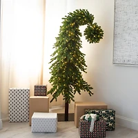 7ft. Pre-Lit Green Santa’s Hat Artificial Christmas Tree, Clear LED Lights