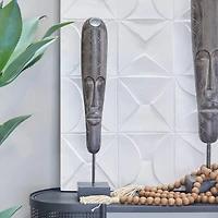 24" Brown Primitive African Mask Sculpture