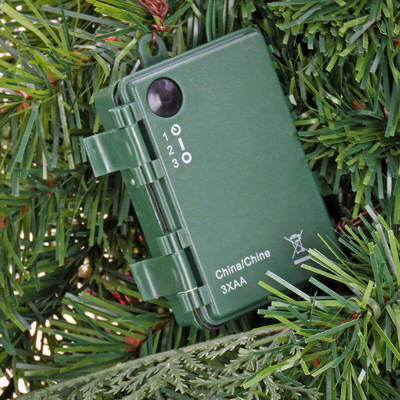 First Traditions™ Collection 9ft. Pre-Lit Artificial North Conway Garland with Glittery Cones & Eucalyptus, 100 Warm White LED Lights