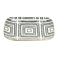 Hello Honey® 7.5" Black, White & Gold Edge Geo Print Stoneware Plate , 3ct.