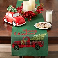 DII® 108" Merry Christmas Truck Embroidered Table Runner