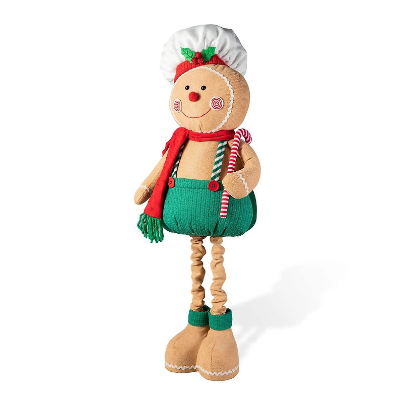 Glitzhome® 39" Telescopic Fabric Christmas Gingerbread Man Standing Décor
