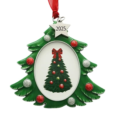 1.75" x 2.25" Christmas Tree 2025 Metal Ornament Frame by Studio Décor®