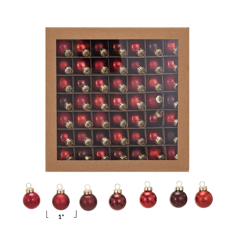 Hello Honey® 1" Red Round Glass Ball Ornaments, 49ct.