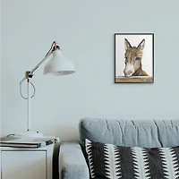 Stupell Industries Baby Donkey Portrait Wall Art in Black Frame