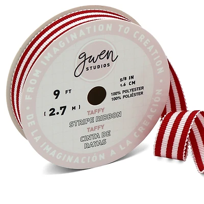 Gwen Studios /8" x 3yd. Red & White Stripe Grosgrain Ribbon