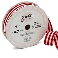 Gwen Studios /8" x 3yd. Red & White Stripe Grosgrain Ribbon