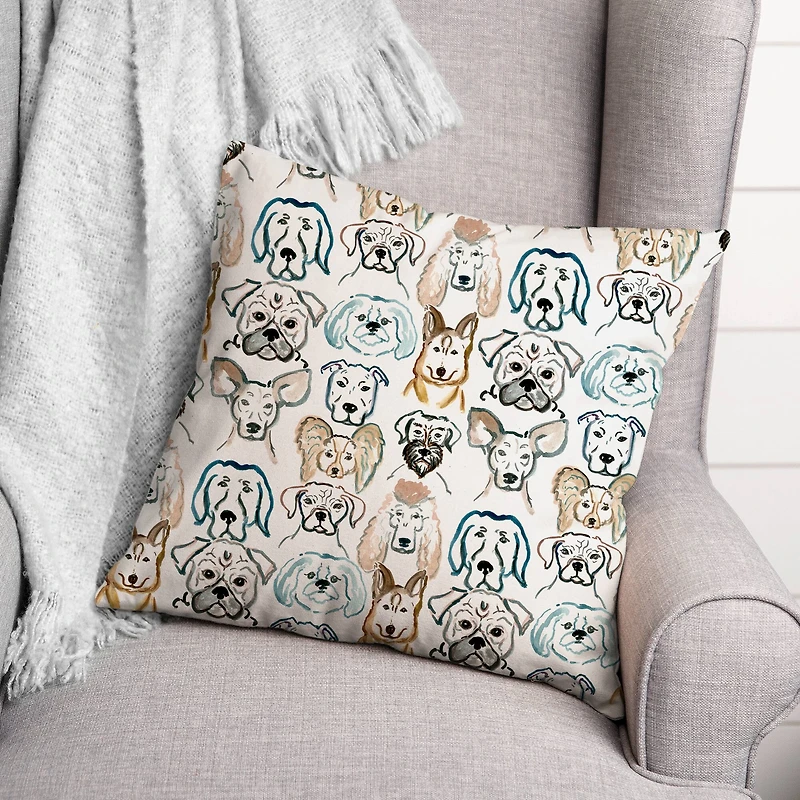 Dog Face Sketch 7 Throw Pillow