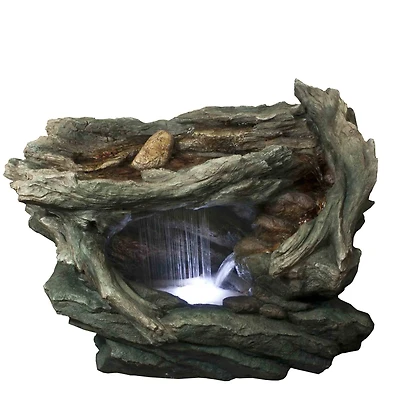 31" LED Woodland Grotto with Stones Outdoor Garden Water Fountain
