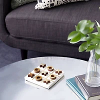 White & Gold Marble Tic-Tac-Toe Game Set