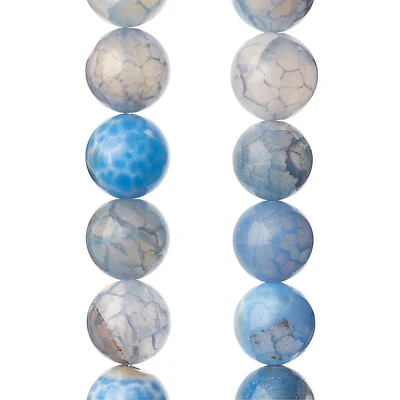12 Pack:  Blue Crackle Agate Round Beads, 10mm by Bead Landing™