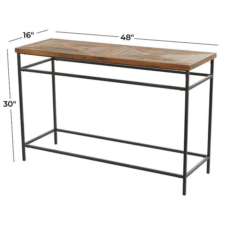 Brown Metal Rustic Console Table 30" x 48" x 16"