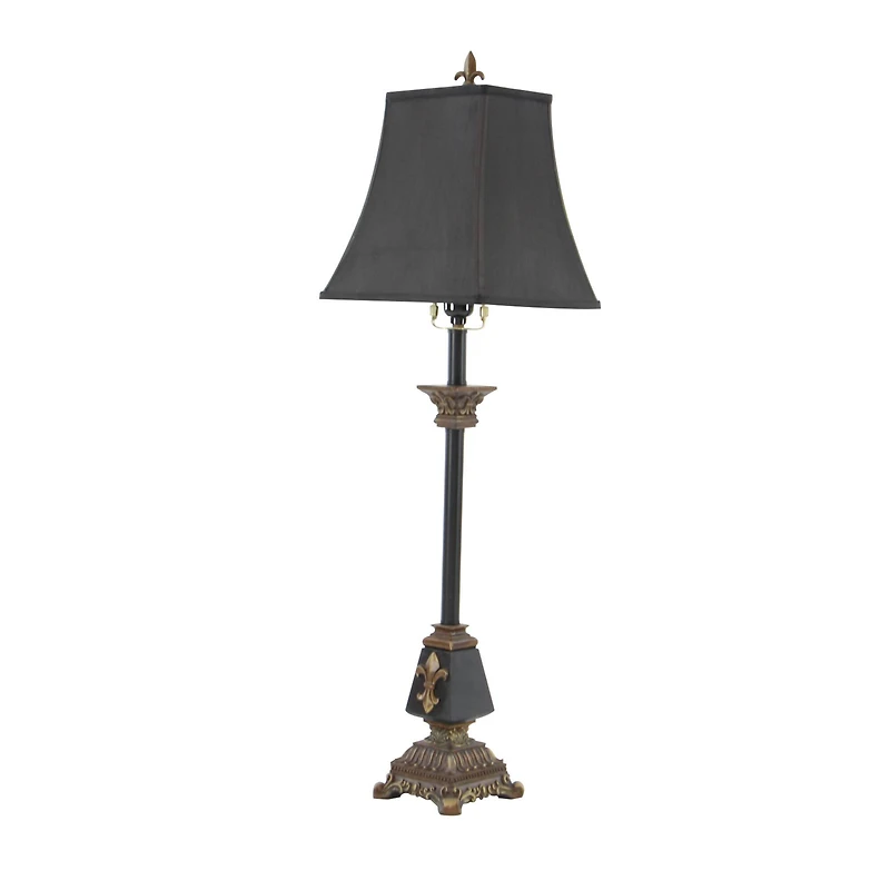 34.5" Tuscan Black Polystone Fleur-De-Lis Buffet Lamp