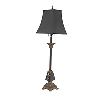 34.5" Tuscan Black Polystone Fleur-De-Lis Buffet Lamp