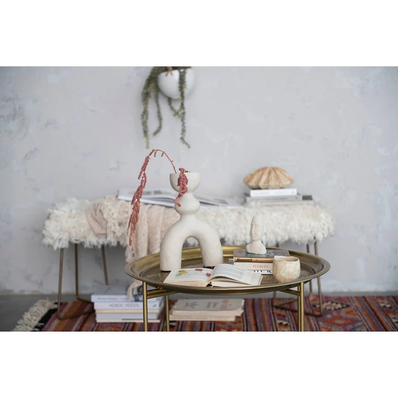 Hello Honey® Bloomingville 12.5" Ivory Sculptural Arched Stoneware Vase