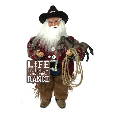 15" Life is Better on the Ranch Santa Claus Decoration