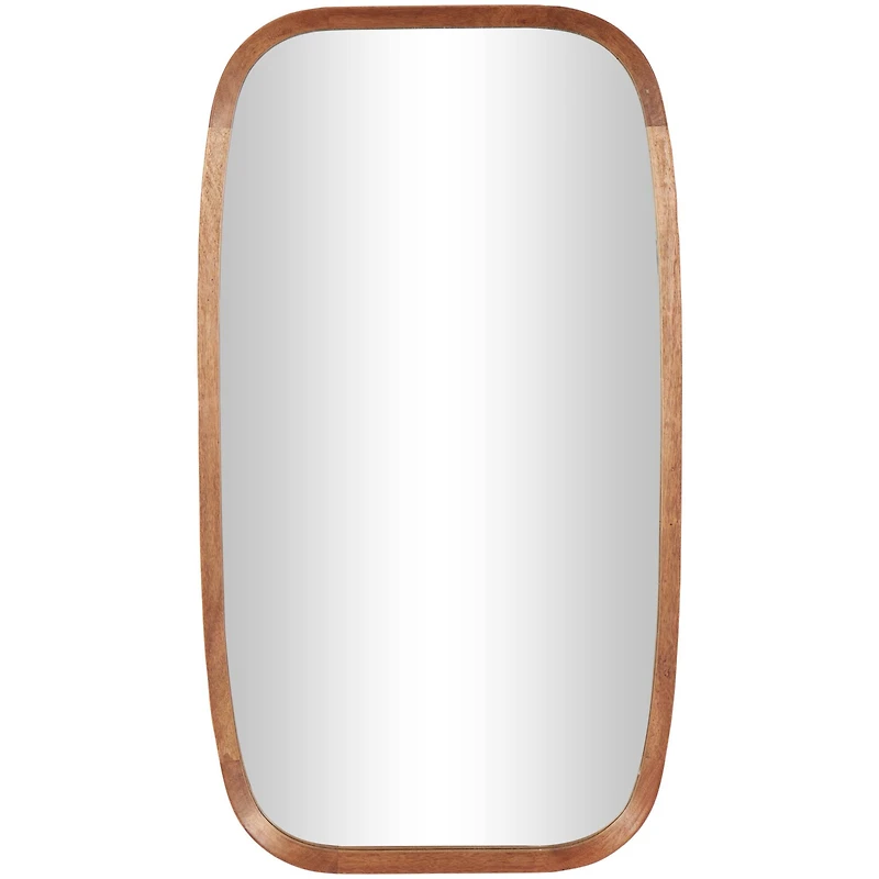40" Brown Simplistic Wooden Wall Mirror with Rounded Edges