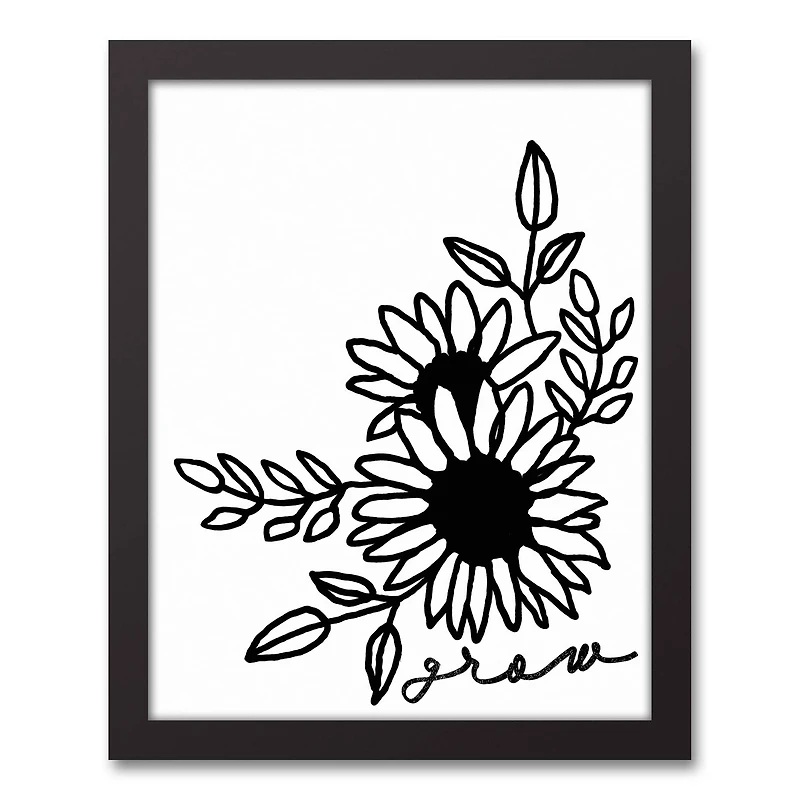 Grow Floral 12.73" x 15.73" Black Framed Canvas