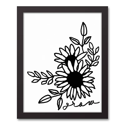 Grow Floral 12.73" x 15.73" Black Framed Canvas