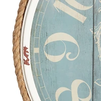 Turquoise Coastal Metal Wall Clock