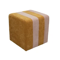 Hello Honey® 18" Modern Square Fabric Upholstered Striped Pouf