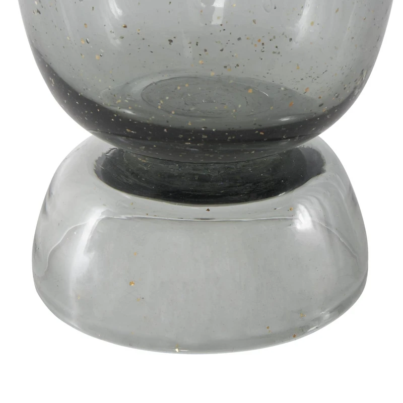 Black Glass Vase Set with Wavy Opening & Gold Speckles