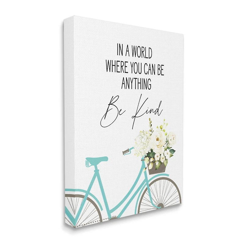 Stupell Industries Be Kind Bicycle & Flowers Canvas Wall Art