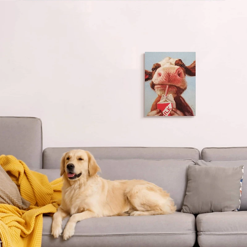 Stupell Industries Baby Cow Drinking Milk Canvas Wall Art