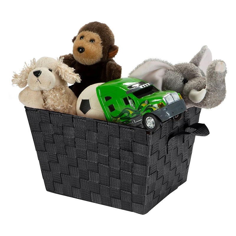 Simplify 10" Black Small Woven Storage Bin