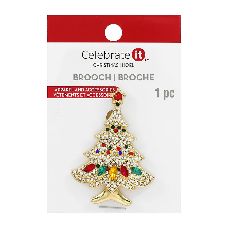 Gem-Studded Christmas Tree Brooch by Celebrate It™