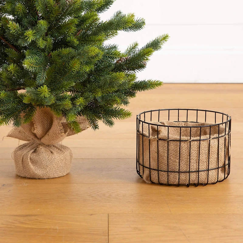 3ft. Artificial Balsam Fir Christmas Tree with Pine Cones in Jute Wire Planter