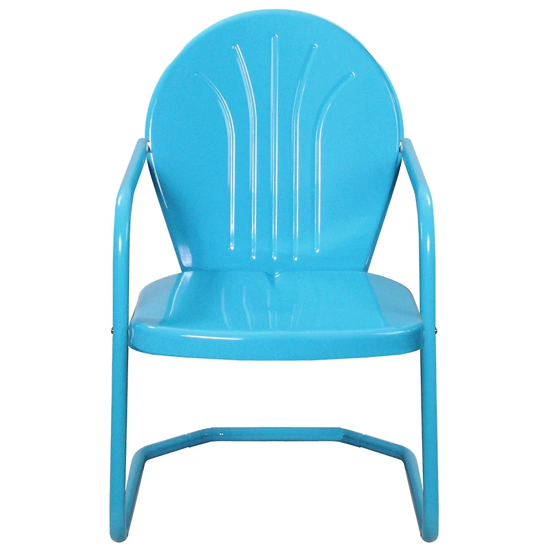 34" Turquoise Blue Retro Style Outdoor Metal Tulip Chair