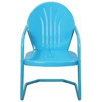 34" Turquoise Blue Retro Style Outdoor Metal Tulip Chair