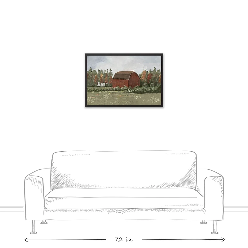 Spice Tones Barn Black Framed Canvas