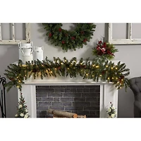 6ft. Pre-Lit Mixed Alaskan Pine & Pinecones Artificial Christmas Garland