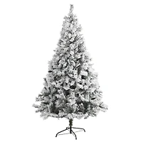 7ft. Unlit Flocked White River Mountain Pine & Pinecones Artificial Christmas Tree
