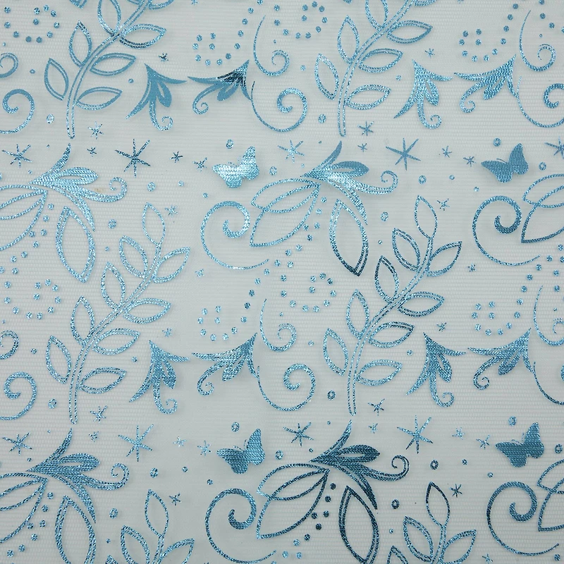 Wyla Light Blue Butterfly Mesh Polyester Fabric