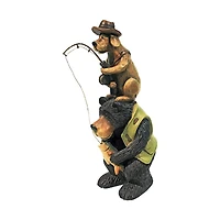 Design Toscano 12.5" Fishing Buddies Black Bear & Dog Statue